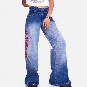 Jaded London NWOT Low Rise Skater Fit Jeans With Tattoo Placement Print